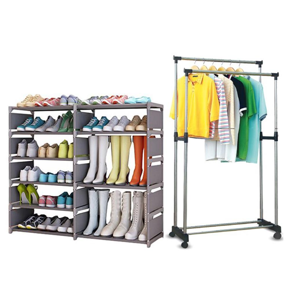 Double 5 Layer Shoe Rack Storage Organizer Stand Shelf with Adjustable