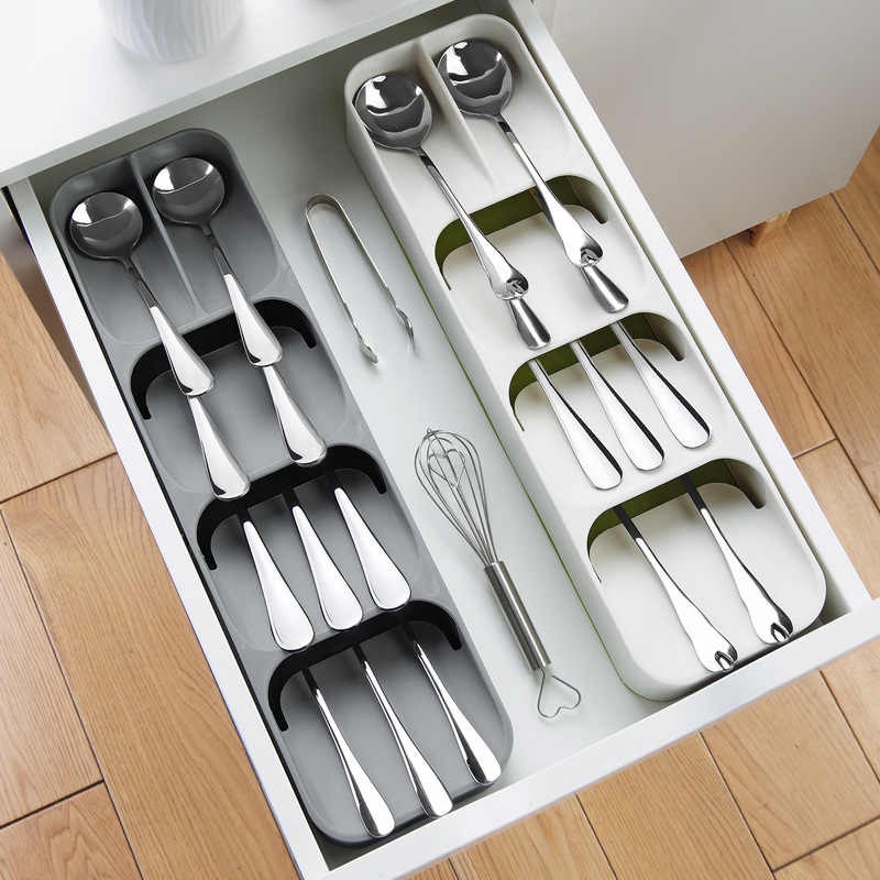 Storage Tray Kitchen Drawer Organizer Kitchen Spoon Forks Cutlery