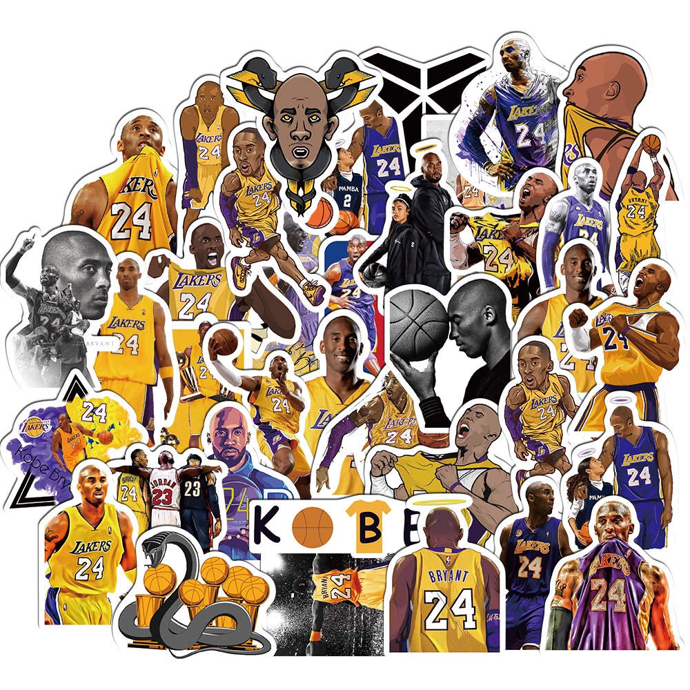 50pcs/Pack Basketball Stickers Kobe Bryant Sticker Waterproof Kids Toy