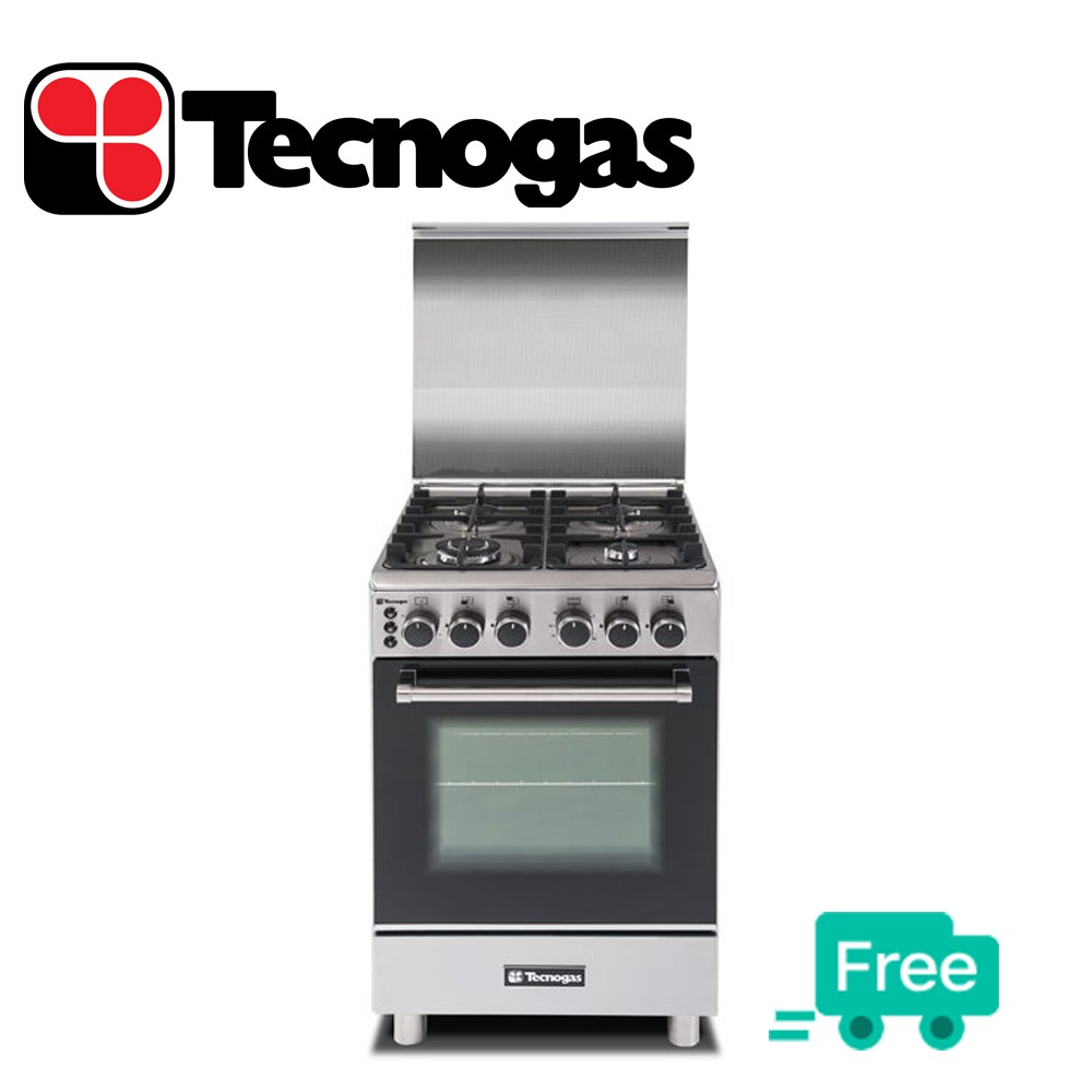 Tecnogas 60cm 4 Gas Burner with Wok Burner Cooking Range TFG6040CRVSSC (Stainless Steel