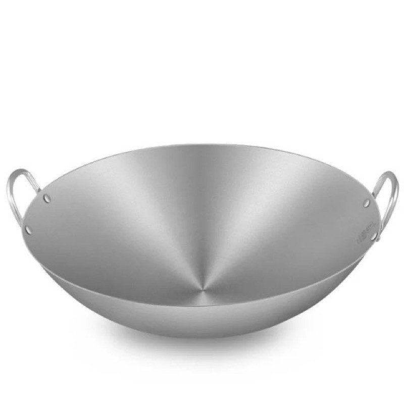 High Quality Makapal Stainless Chinese Frying Wok Pan Kawali 2 handle