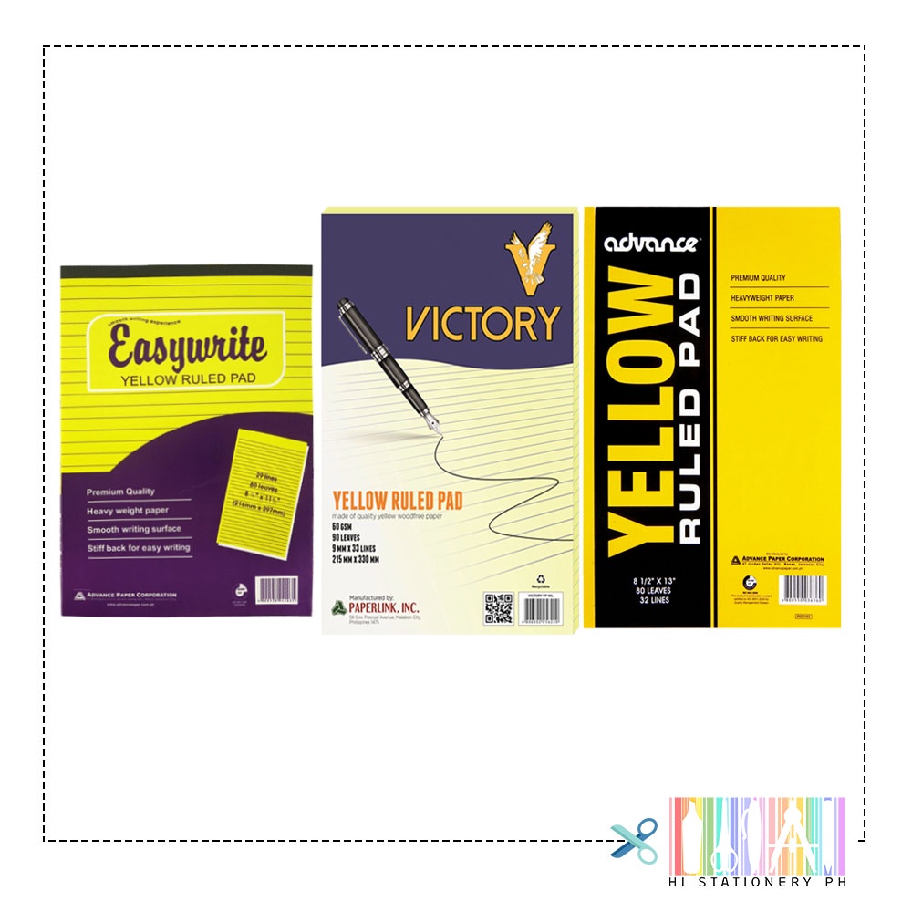 Yellow Ruled Pad Yellow Pd 80Leaves 90Leaves Long Short Office & School Supply / Advance
