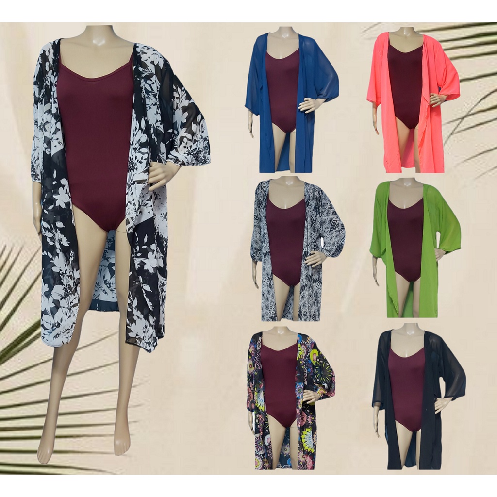 Kimono Swimsuit Cover Up / Chiffon Beach Wear Bikini Cover Long
