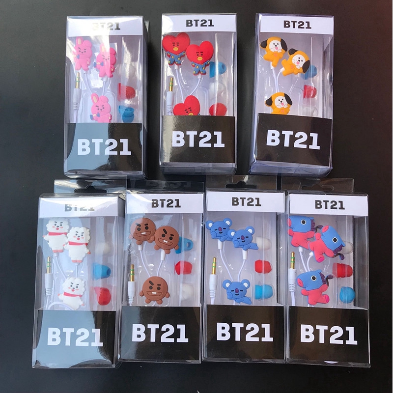 KPOP BTS BT21 Earbuds Headphones Earplugs Listening To Music InEar