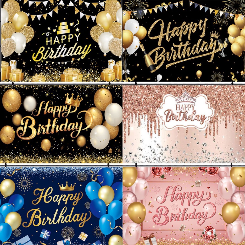 Happy Birthday backdrop decorations Happy New Year backdrop cloth foil