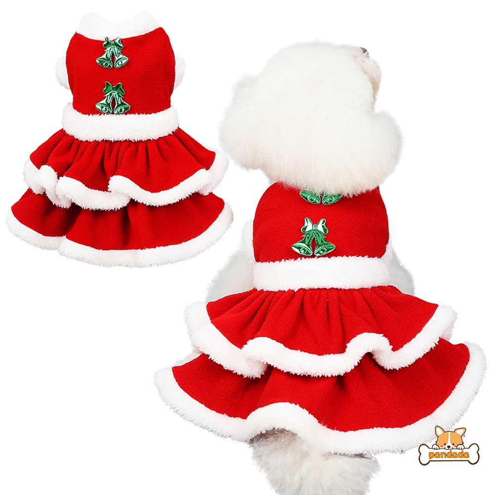 Dog Christmas Dress Soft Red Cute Ruffled Skirt for Small Dog Shopee