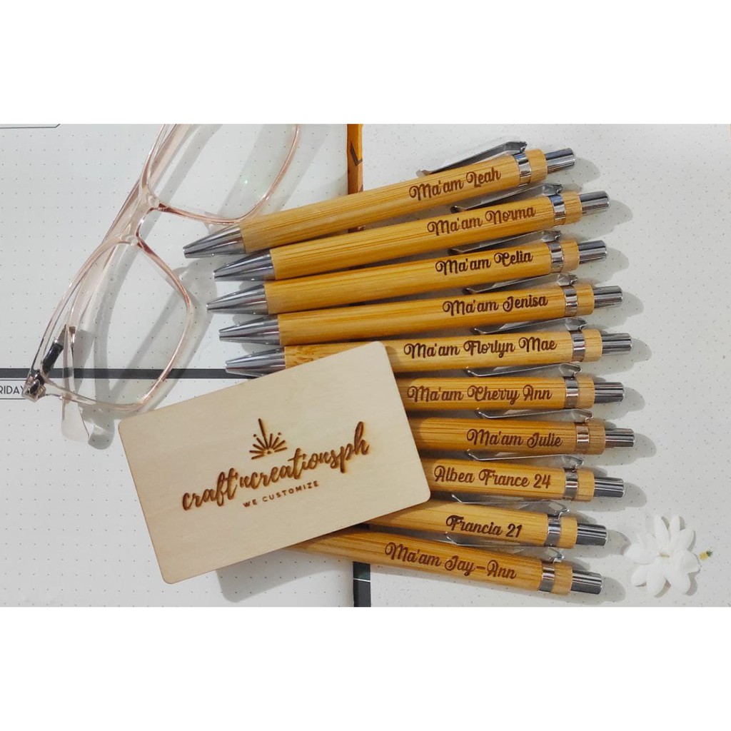 PERSONALIZED/CUSTOMIZED LASER ENGRAVED BAMBOO WOODEN PEN BALLPEN GIFT