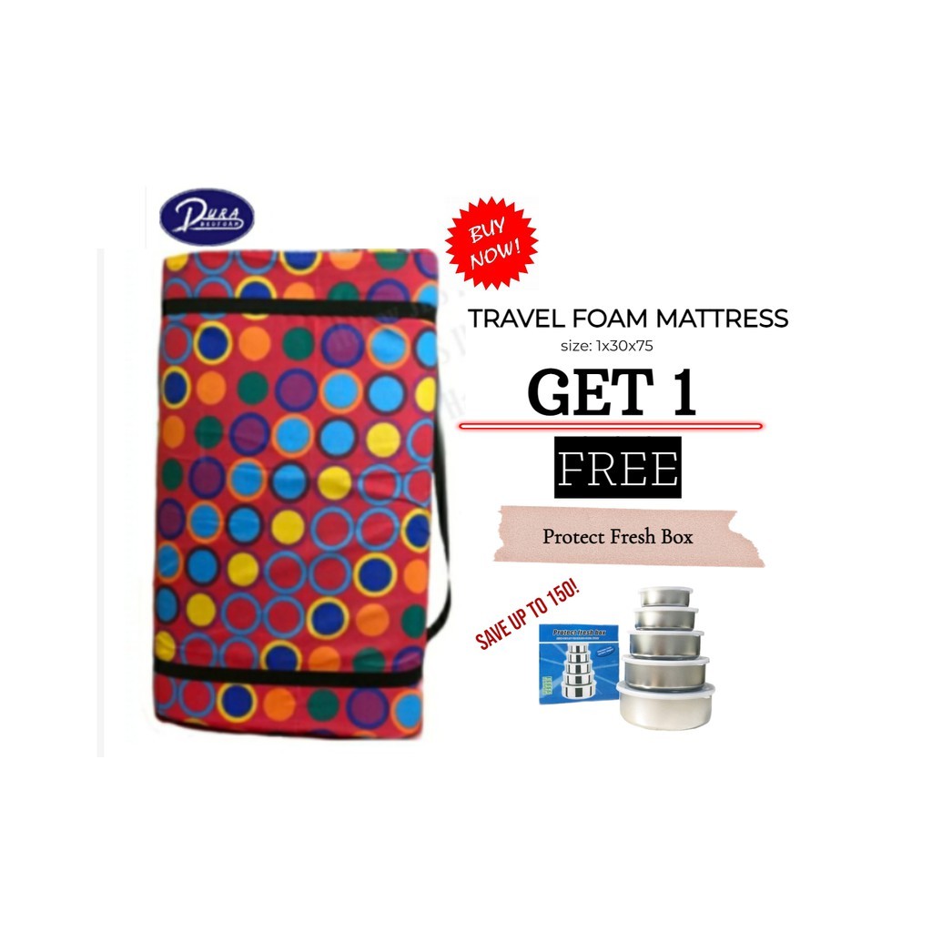Travel Foam Mattress 1x60x75 with FREE Protect Fresh Box Stainless