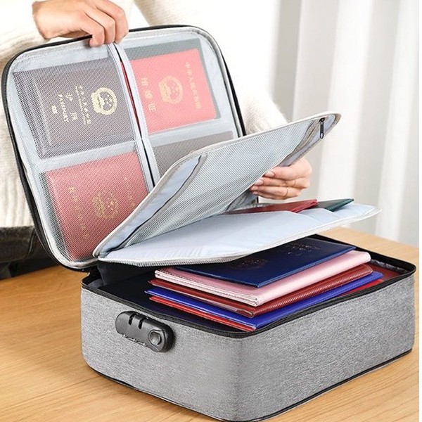 Large Capacity Files Storage Bag 3 Layer Passports Organizer Bag with