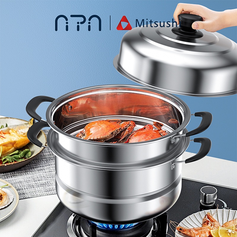 【New Arrival】Nipiin by Mitsushi Stainless Steel Steamer 3 Layer 26cm