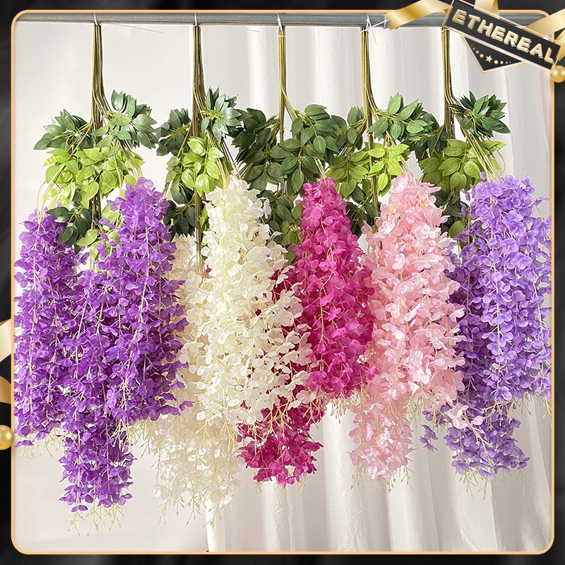 Artificial 3 Heads Wisteria Artificial flowers For Decor Outdoor/Indoor