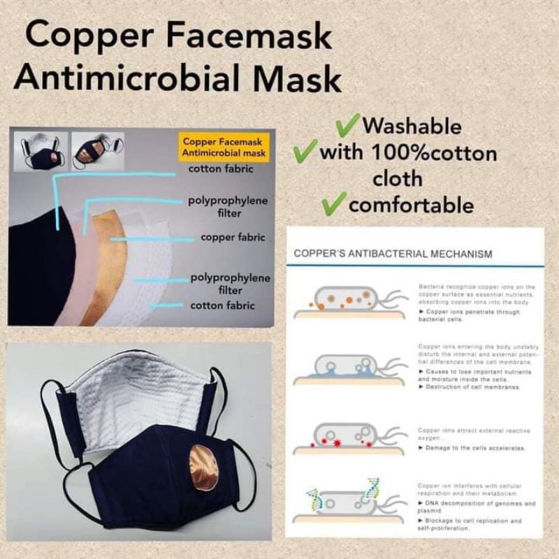 ORIGINAL COPPER FACEMASK ANTIMICROBIAL MASK Shopee Philippines
