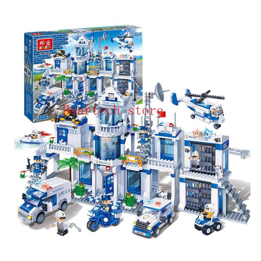 Banbao 8353 Police Car Station Compatible Lego Helicopter Shopee
