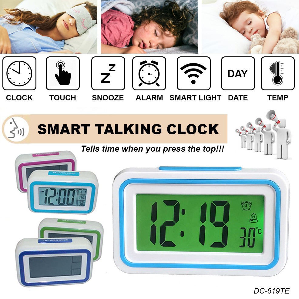 Talking LCD Digital Clock Alarm Clock & Temperature Great for the Blind
