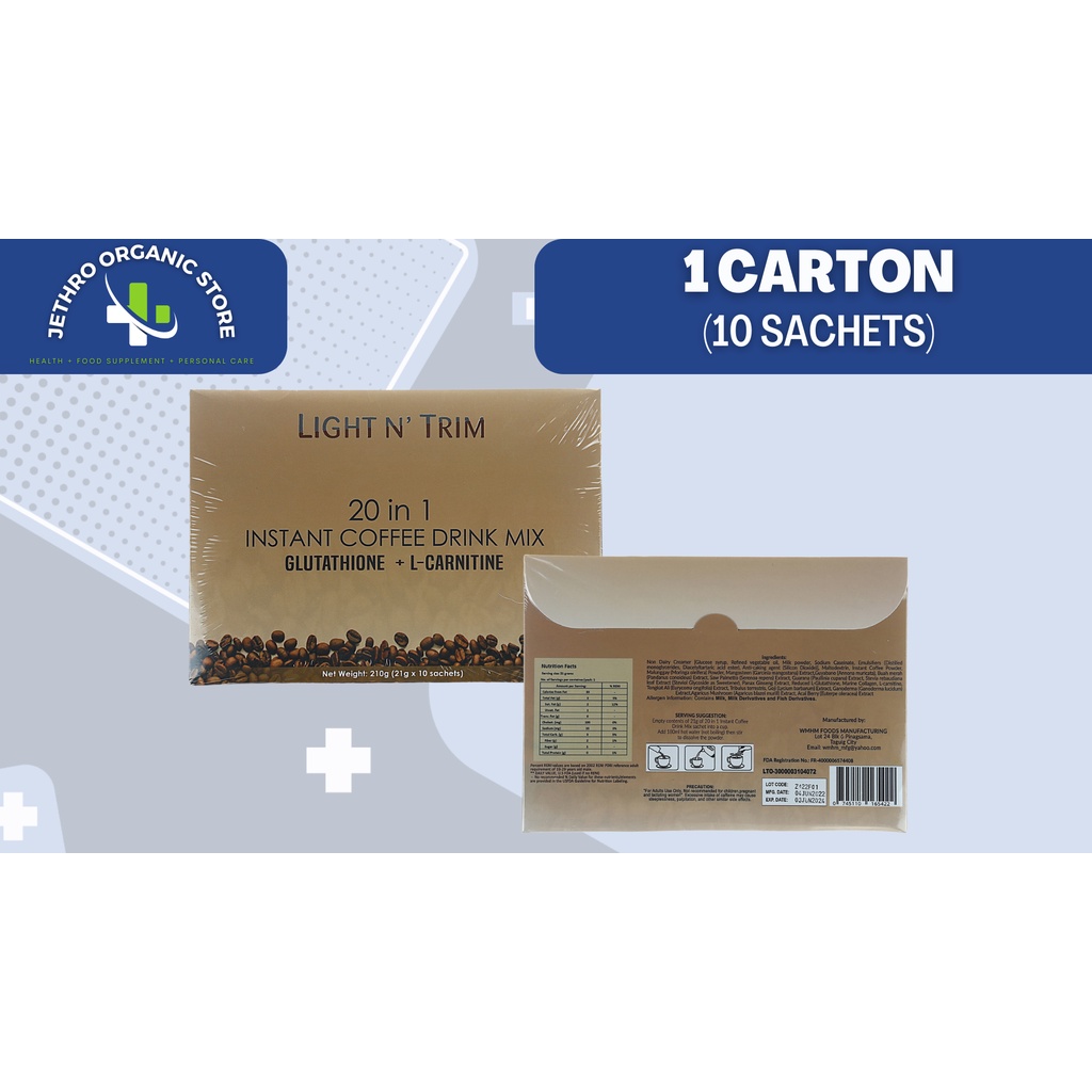 Light N Trim 20 in 1 Instant Coffee Drink Mix with LCarnitine