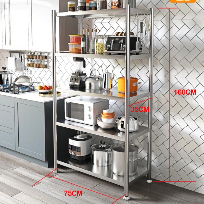 5 levels Kitchen Organizer Storage Rack Stainless Steel Kitchen Rack