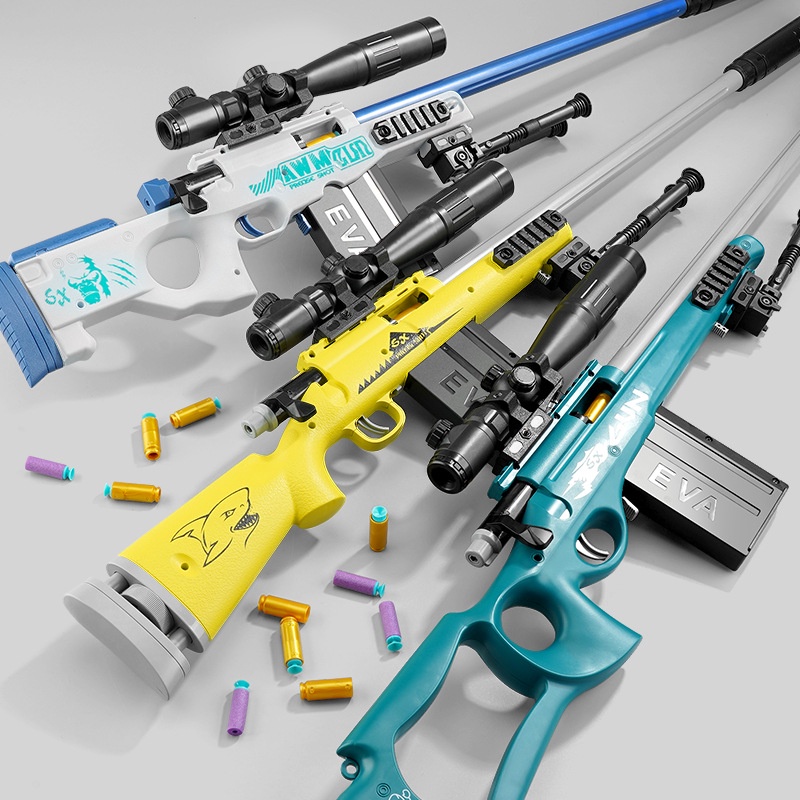 Shellthrowing Soft Bullet AWM Sniper Rifle DIY Assembly 98K M24 Toys Gun for Boys Outdoor CS