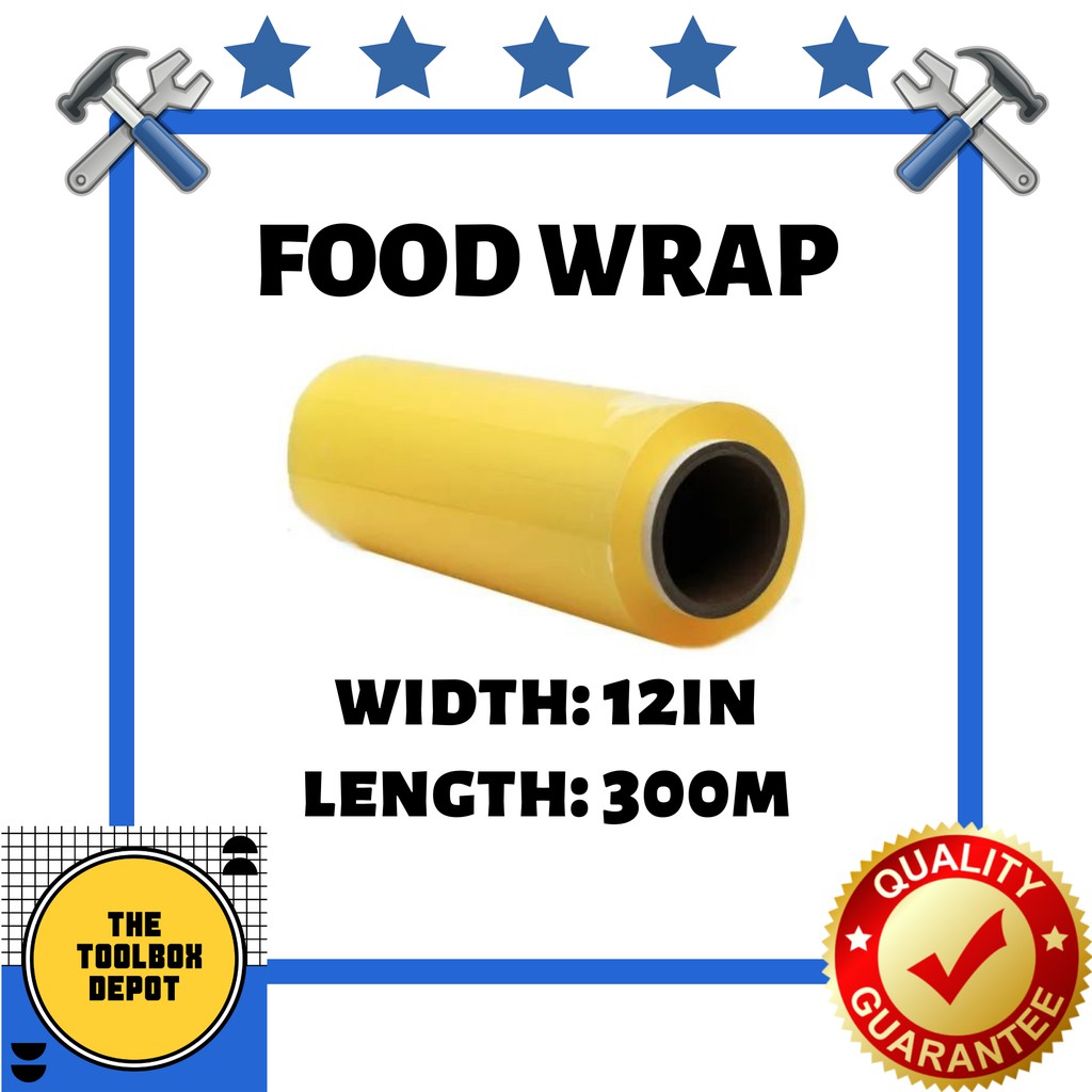 Plastic Food Wrap (12" x 300 meters) Food Grade Cling Wrap Food