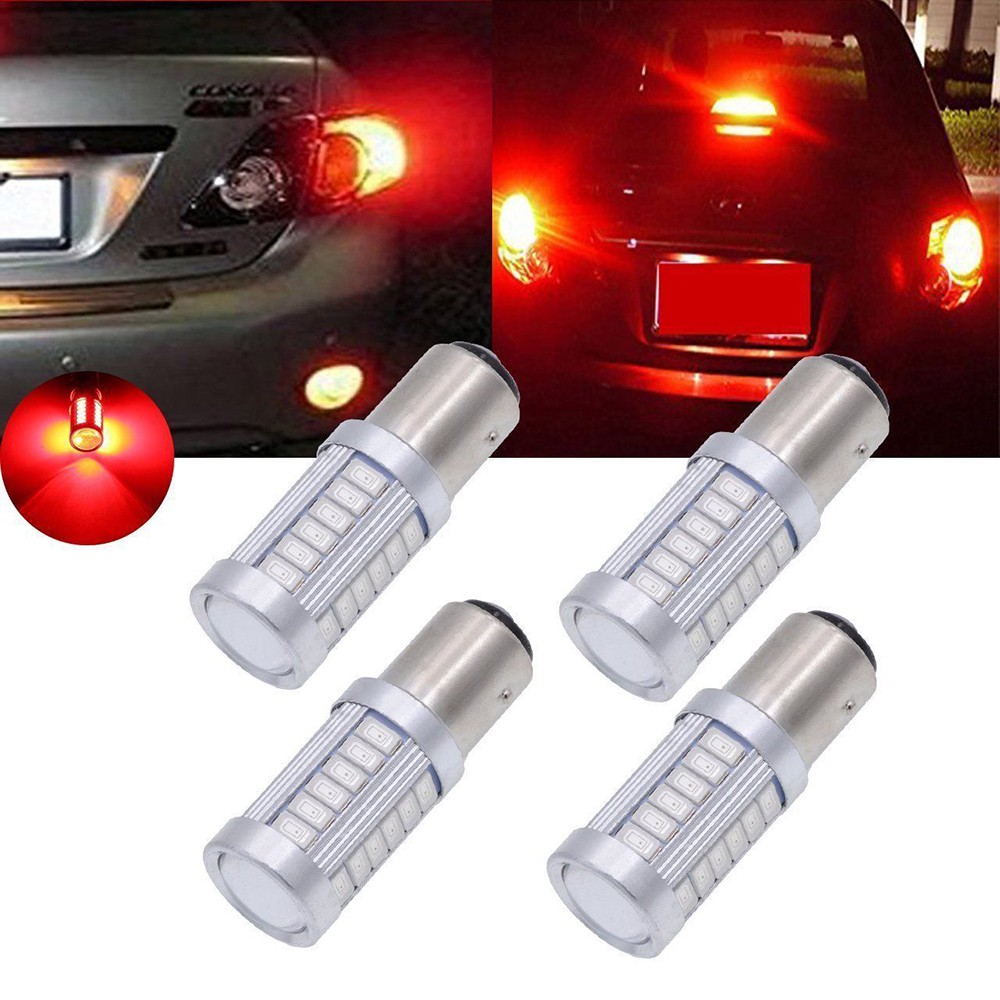 4 Pcs RED BAY15D 1157 12V Car Tail Stop Brake Light 5630 33 SMD LED