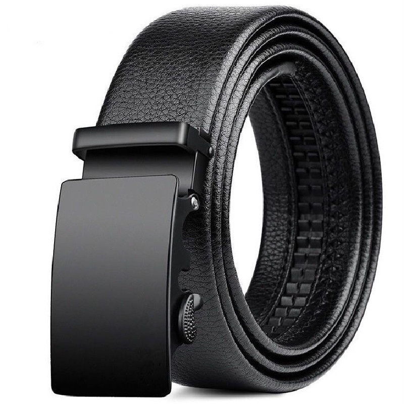 Fashion Men's Belt Automatic Buckle Leather Belt Black Belts for Men
