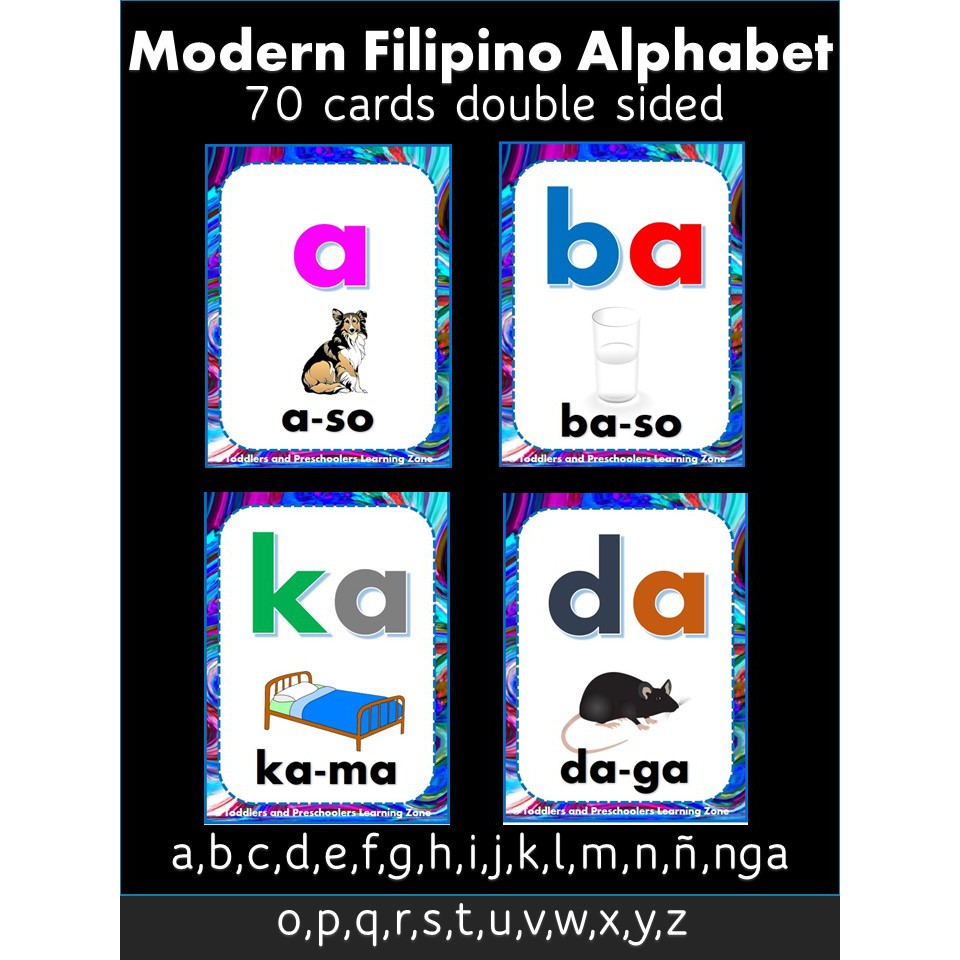 Flashcards Modern Filipino Alphabet estimate size 3""x4"" Educational