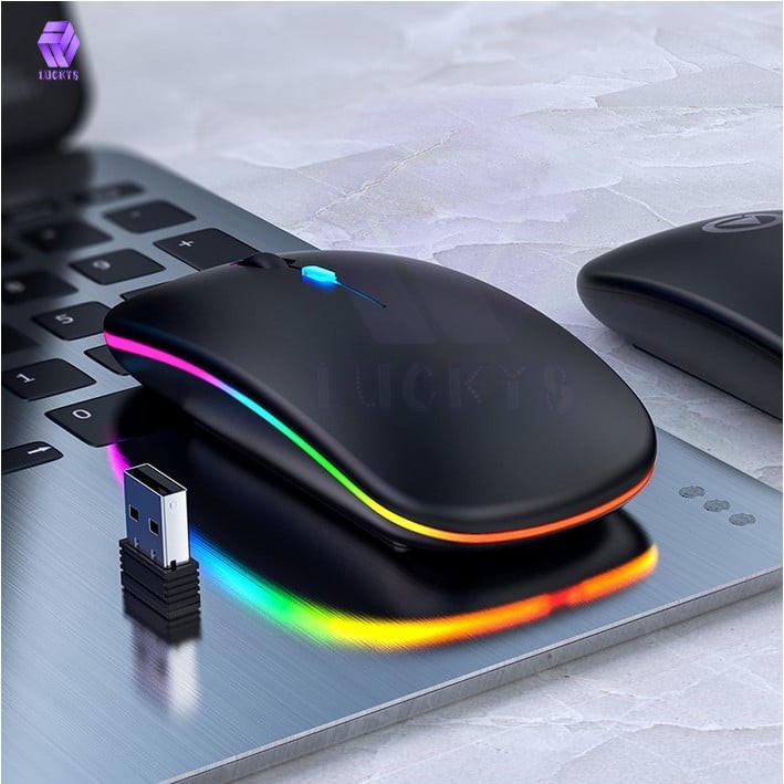Rainbow LED mouse Rechargeable Wireless mouse 2.4G Optical Slim