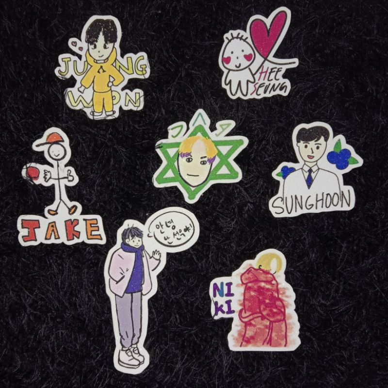 7 pcs Enhypen Ggu gu inspired photo sticker pack ( Glittery ) Free