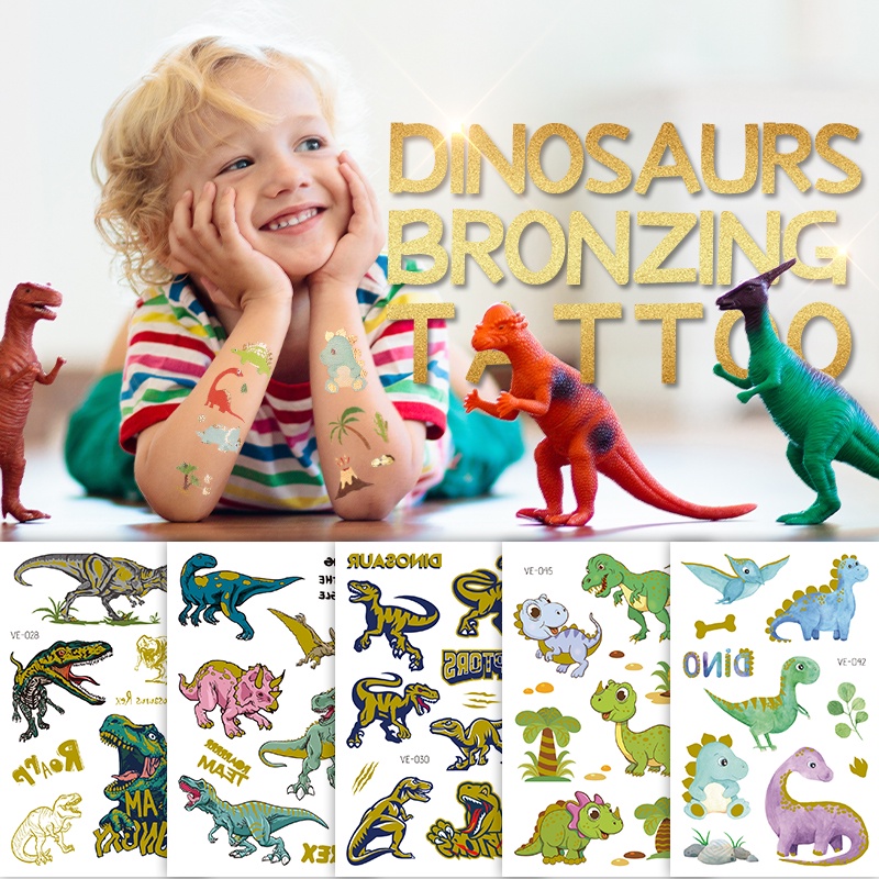 Glitter Tattoo For Kids Children Fake Hand Tattoo Dinosaur Animals Cartoon Temporary Tattoo Gold | Shopee Philippines 800_x_800_jpg