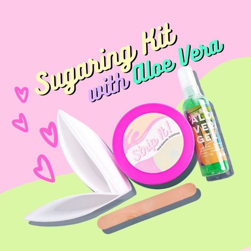 BUNDLE STRIP IT! Hair Removal Sugaring Wax Kit (SUGAR COLD WAX) + Aloe