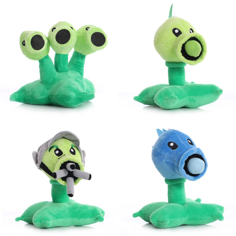 1pcs 17cm Plants vs Zombies Plush Toys PVZ Plants Peashooter Split Pea