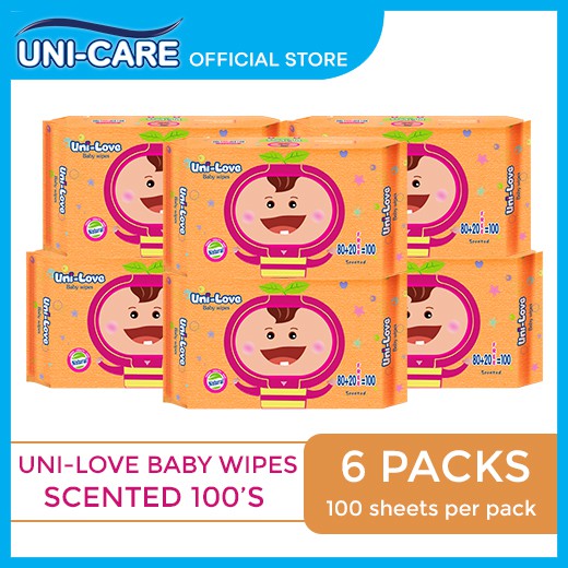 UniLove Powder Scent Baby Wipes 100's Pack of 6 Shopee Philippines