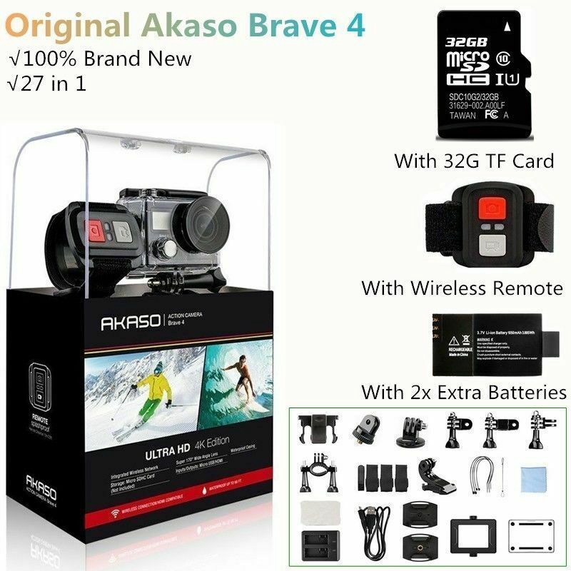 New Akaso Brave 4 Native 4K Sport Action Camera Waterproof Wifi HD DV+