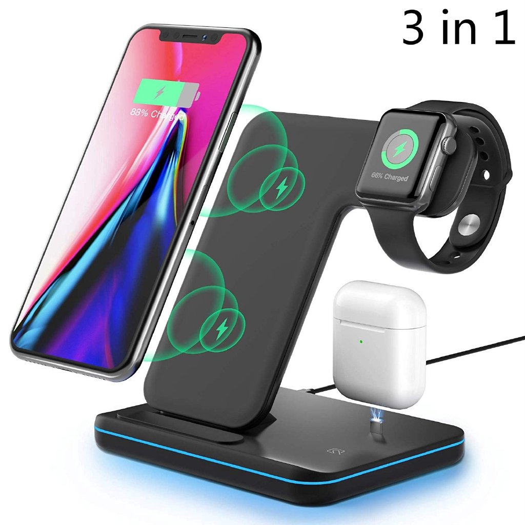 Qi 3 in 1 Wireless Charging Station Fast Charger for Apple iWatch 1 2 3