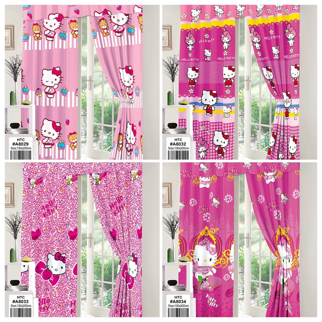 2022 New Cartoon Pink Curtains Sale Home Decor Hello Kitty Curtain Window Door Bedroom 200x130cm