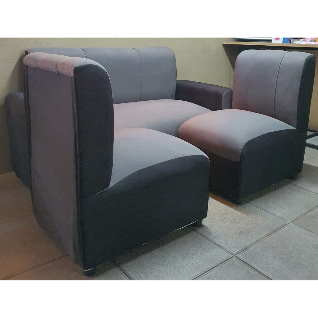 SOFA SET FABRIC GREY BLACK URATEX FOAM Shopee Philippines