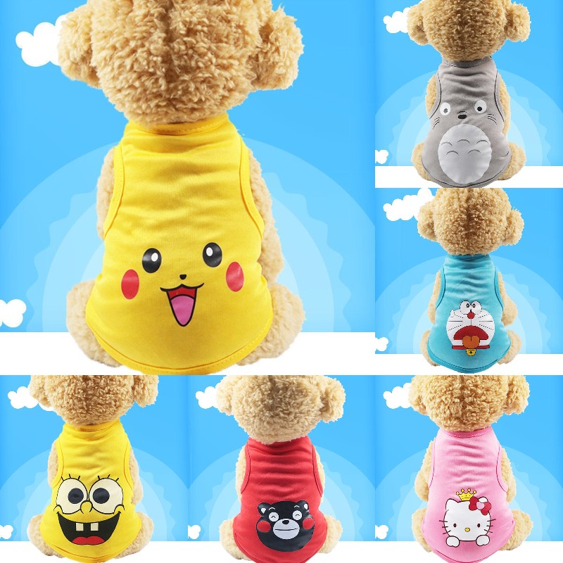 Cartoon Dog Puppy Clothes Fashion Dog Pet Vest Cute Printing Pet Cat