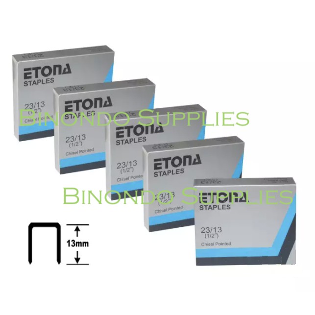 Etona Heavy Duty Staple Wire 23/13 13mm (1000 pieces X 5 box) Shopee