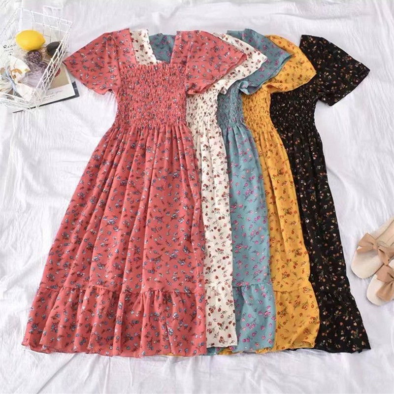 Korean dress for woman casual floral dress for women midi dress formal