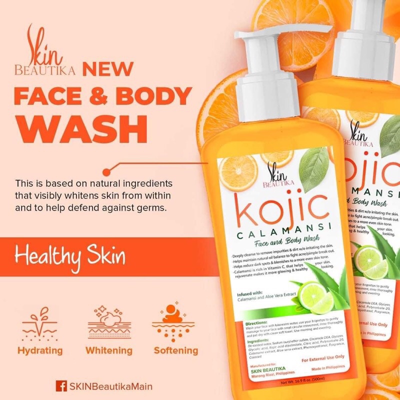 Kojic Calamansi Face and Body Wash 500mL SKIN BEAUTIKA Shopee