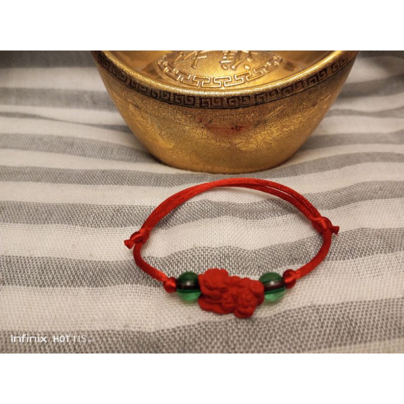 2in1 LUCKY CHARM BRACELET (CINABAR PIYAO & RED / BLACK STRING) Shopee