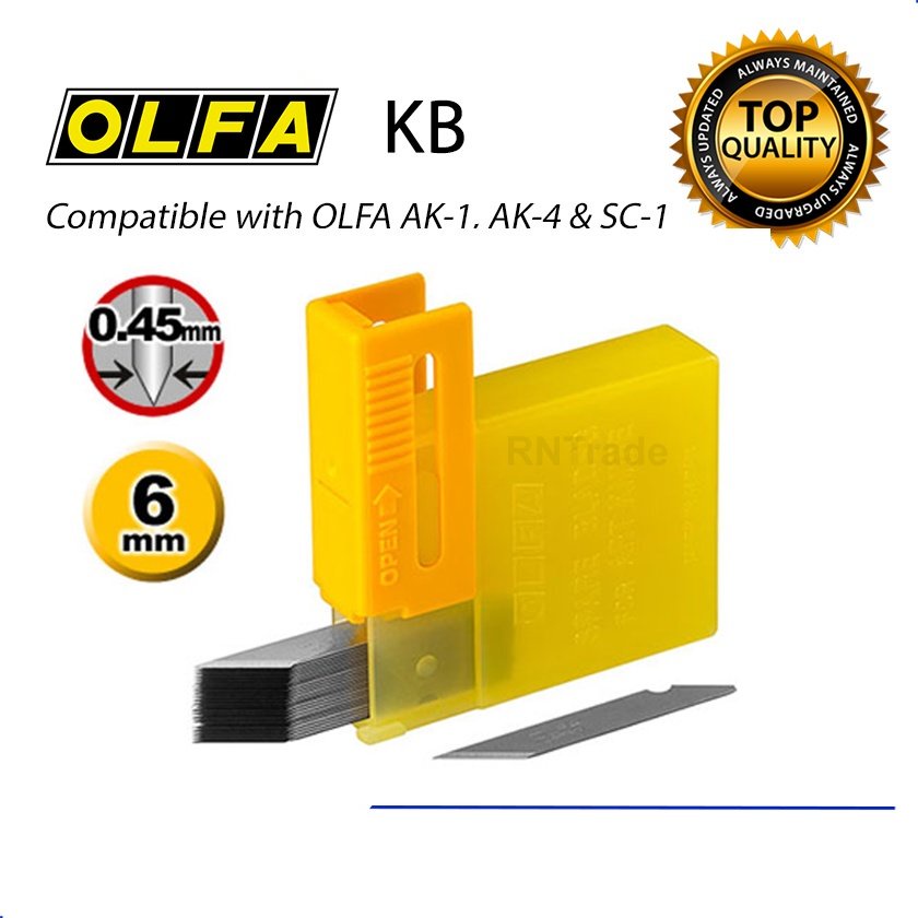 OLFA 6mm Spare Blades KB Art Knife 25 Blades for OLFA AK1, AK4 & SC1