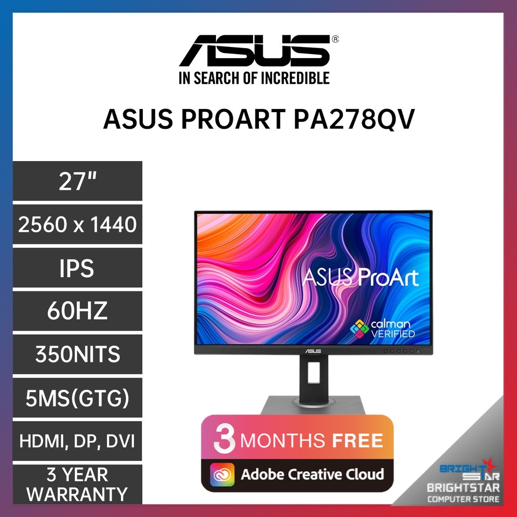 ASUS ProArt Display PA278QV Professional Monitor ( 27 Inch / 2560 x
