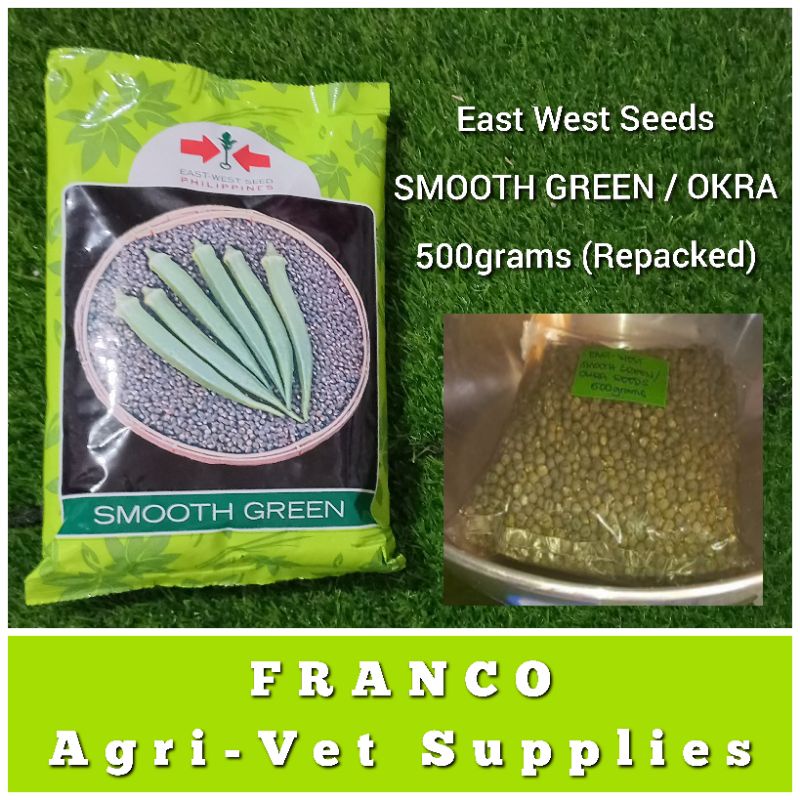 East West Smooth Green / Okra Seeds ( 500grams Repacked) Shopee