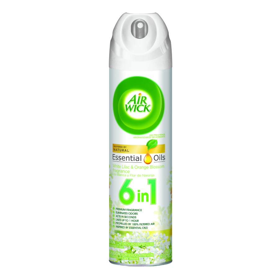 Air Wick Aerosol 6 in 1 Air Freshener Spray WHITE LILAC and ORANGE