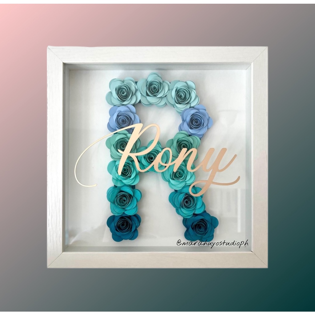 [ Customized Gift ] Shadow Box Letter Paper Rose/Flowers Frame Shopee