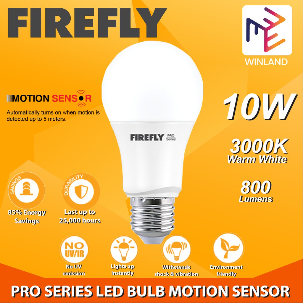 Firefly Pro Series LED Bulb Light Functional Motion Sensor 10W Warm