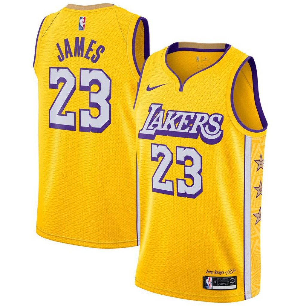 NBA Los Angeles Lakers 23 Lebron James City Edition Swingman Basketball
