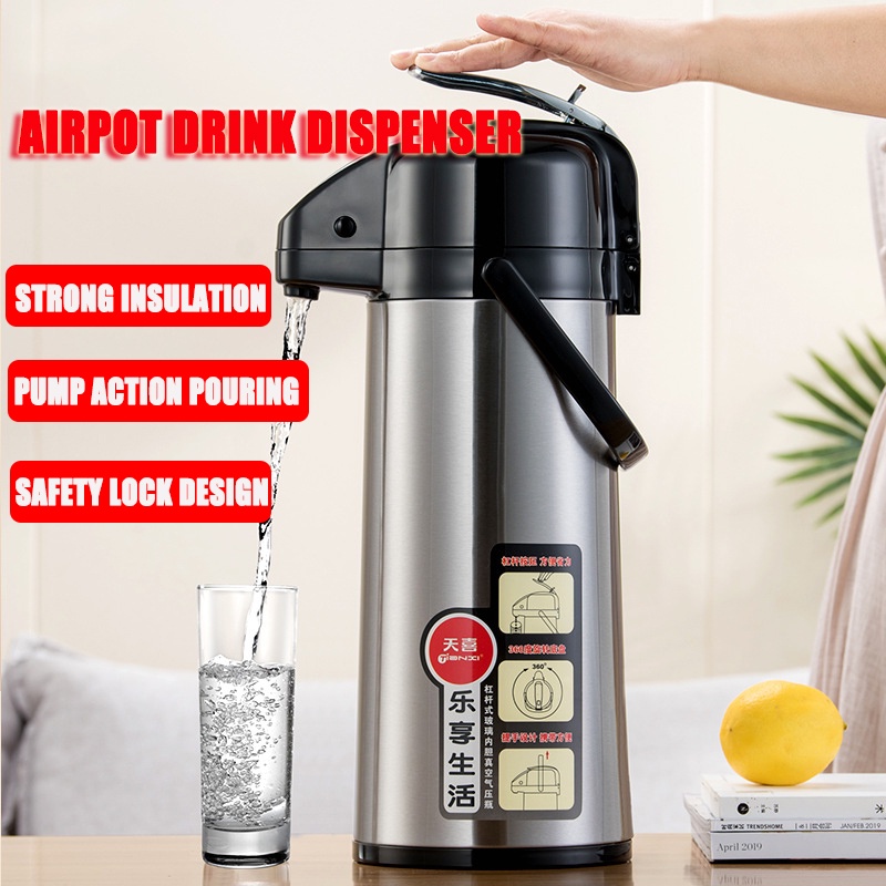 Household Airpot Thermos Bottle 3L Hot Beverage Dispenser Coffee