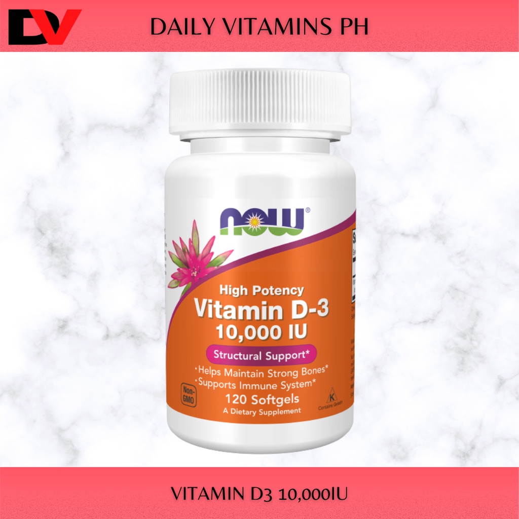 NOW Foods, High Potency Vitamin D3, 10,000 IU, 120 Softgels Shopee