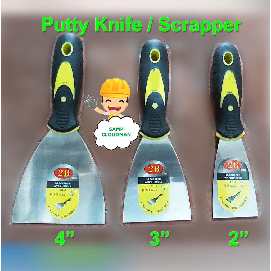 Stainless Putty Knife / Scrapper with Handle 2 3 4 inches Rubber